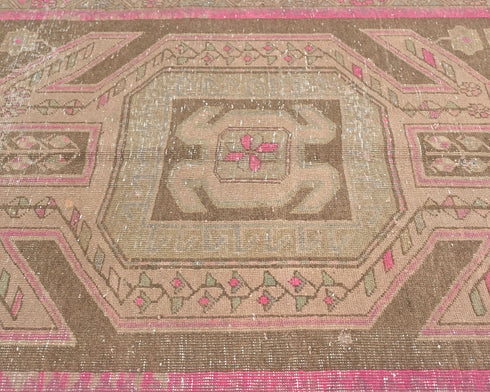 10 Ft Vintage Brown Persian Style Hand Knotted Low Pile Wool Runner Rug